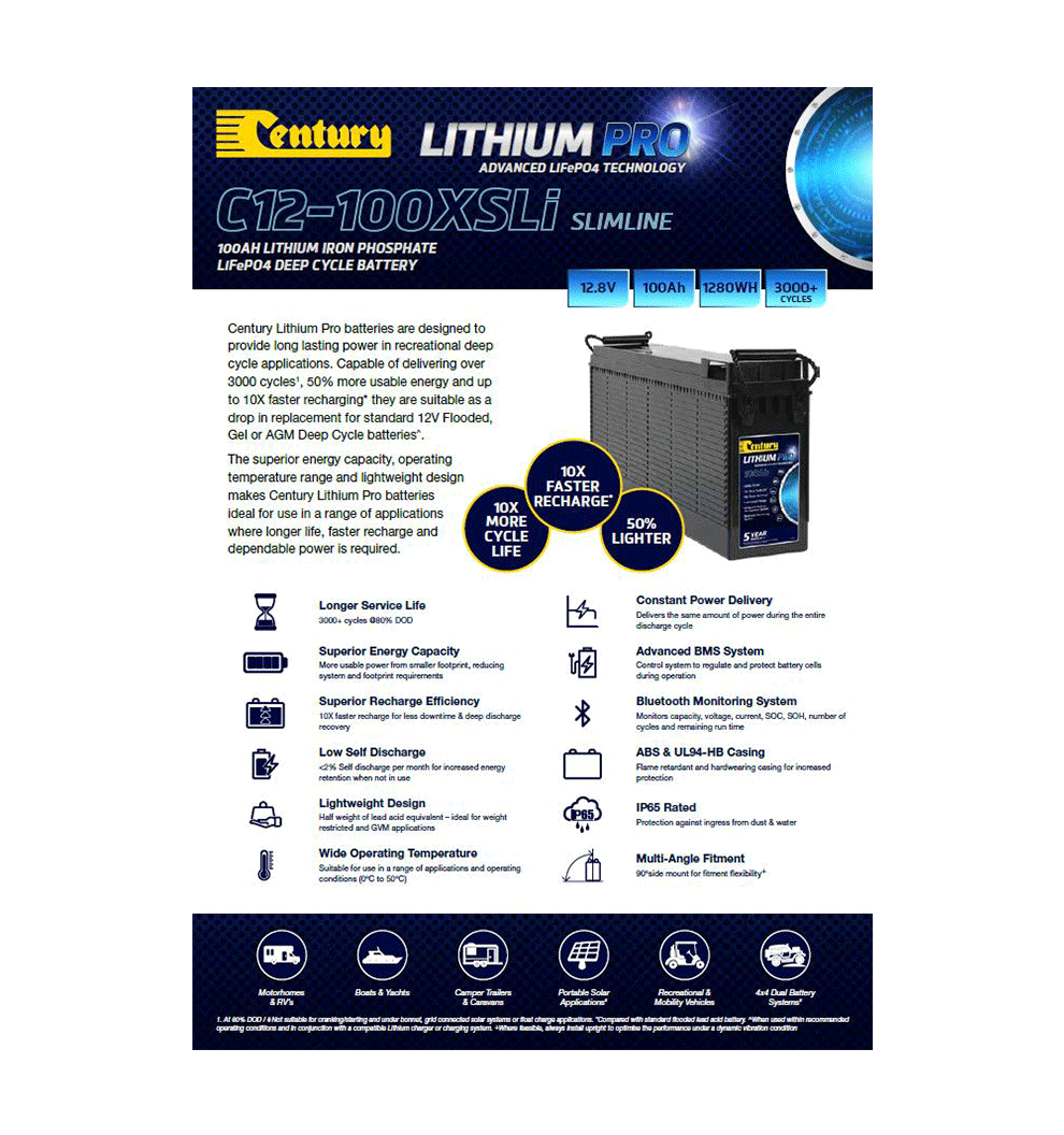 Century C12-100XSLi Lithium Pro Product Flyer - Pack of 5 - CB105-3204a