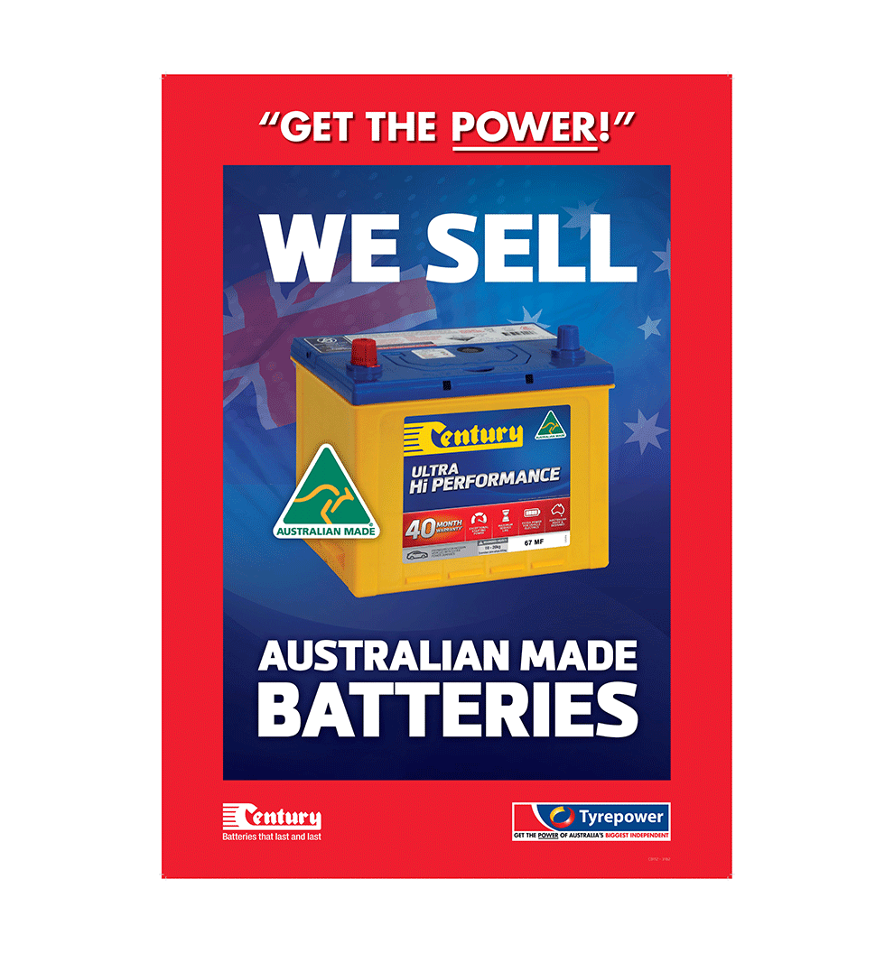 Tyrepower We Sell Australian Made Batteries A1 Poster - Pack of 5 - CB112-3182