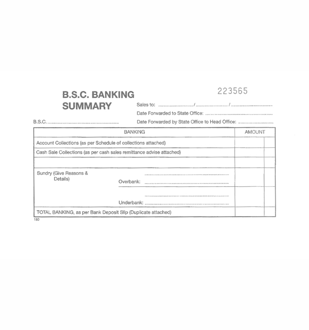 2PT BSC Banking Summaries Pads - Pack of 5 - CEN020-180