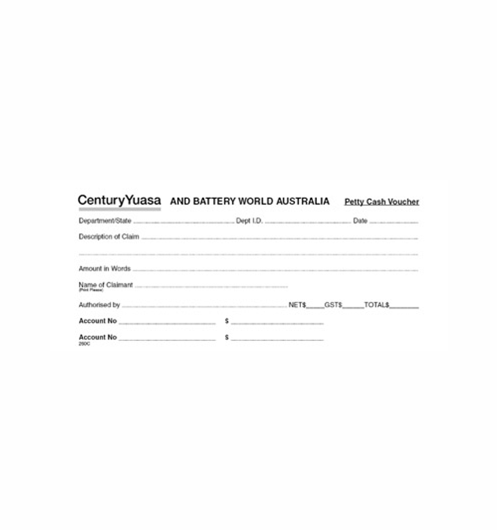 Petty Cash Vouchers Pads - Pack of 5 - CEN020-260C