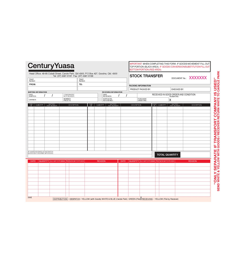 4PT Stock Transfer Books - Pack of 5 - CEN020-280E