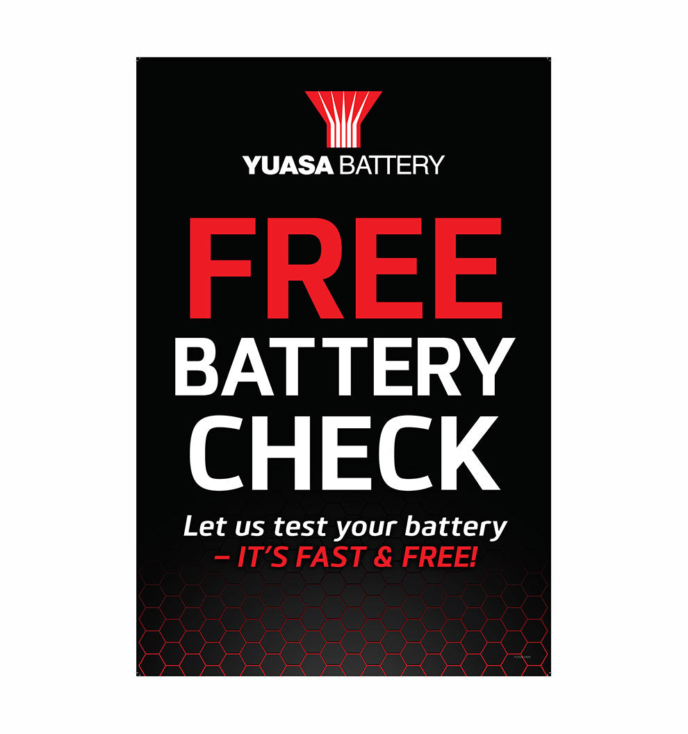 Yuasa Free Battery Check - Pack of 5 - 600 x 900mm corflute