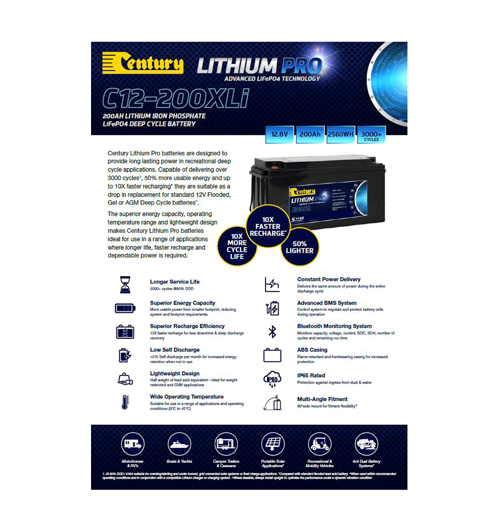 Century C12-200XLi Lithium Pro Product Flyer - Pack of 5 - CB105-3205a