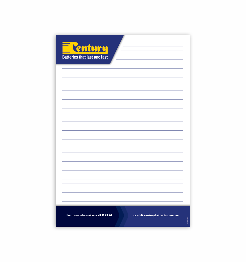 Century Batteries A4 writing pad - Pack of 5 - CB108-3606