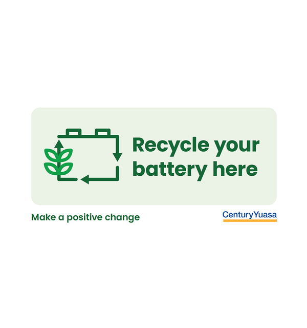 Recycle Your Battery Here Window Decal (300x150mm) - Pack of 10 ...