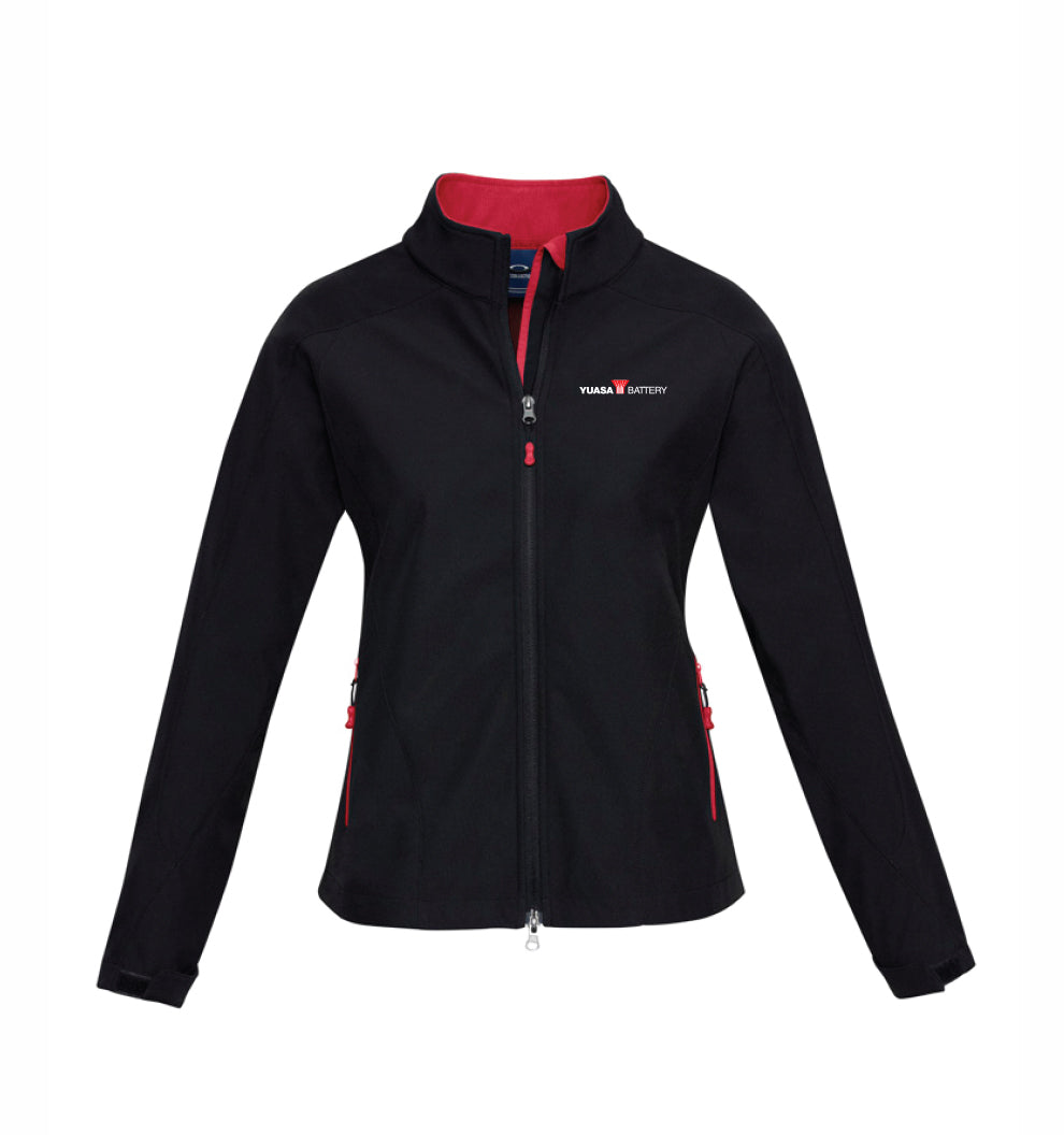 Yuasa Black/Red Womens Geneva Softshell Jacket (J307L) - YU108-3687W