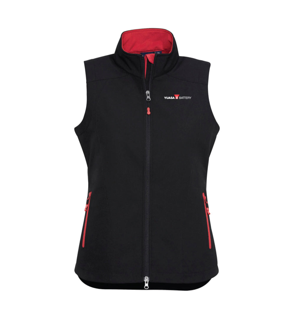 Yuasa Black/Red Womens Geneva Softshell Vest (J404L) - YU108-3689W