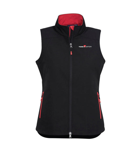 Yuasa Black/Red Womens Geneva Softshell Vest (J404L) - YU108-3689W
