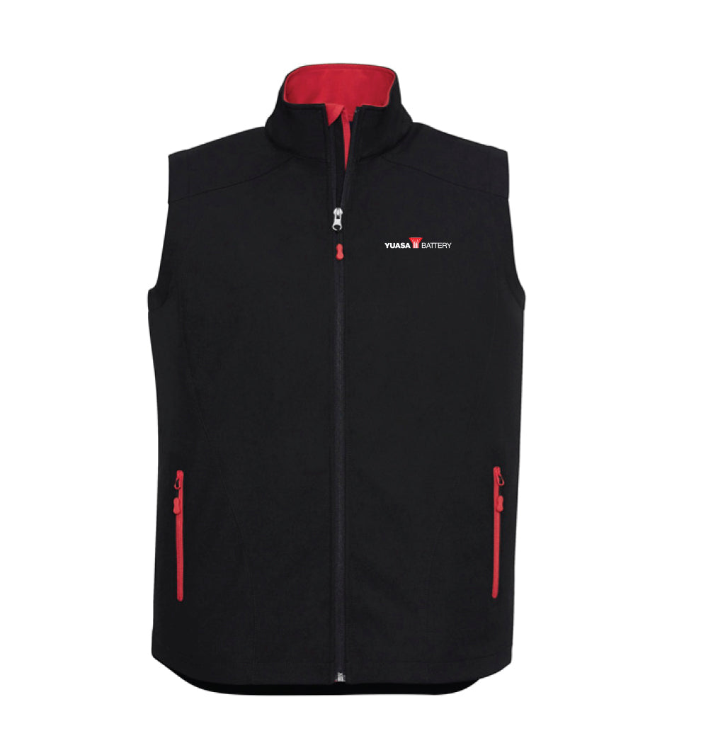 Yuasa Black/Red Mens Geneva Softshell Vest (J404M) - YU108-3689