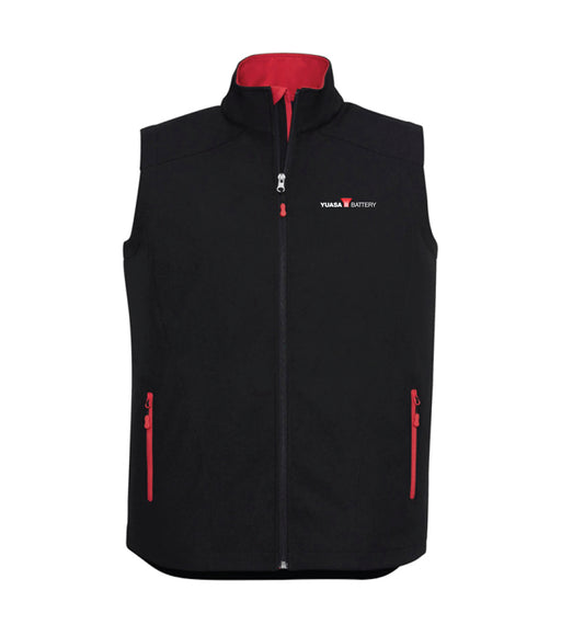 Yuasa Black/Red Mens Geneva Softshell Vest (J404M) - YU108-3689