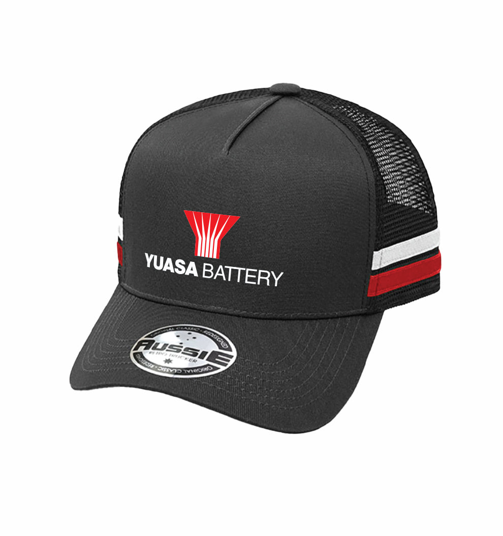 Yuasa Black/Red Striped Trucker Cap (AH456) - Pack of 10 - YU108-3846